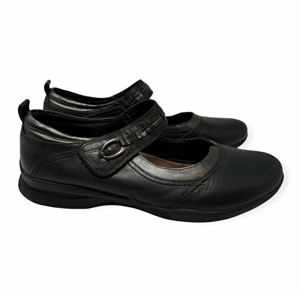 Earth Angelica Women's Black Leather Mary Jane Comfort Shoes Wide US 11